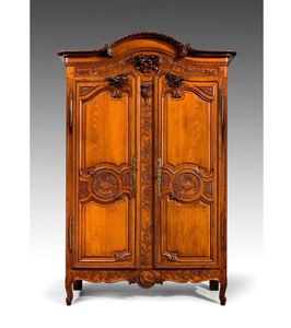 Luxury Handcrafted Solid Wood 2 Door <b>Wardrobe</b> Ornate French Floral Carving Premium Honey Oak Finish - Product Image 1