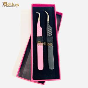 Custom Logo Black Pink 45 <b>Smooth</b> Tip Curved Lash Tweezers with Sample Stainless Steel OEM ODM Private Label Durable - Product Image 6