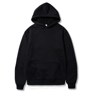 Sweat-shirt à capuche noir pour homme, coupe classique, en coton French Terry, décontracté, avec poche, pour l'hiver, respirant, séchage rapide, 220g - Product Image 1