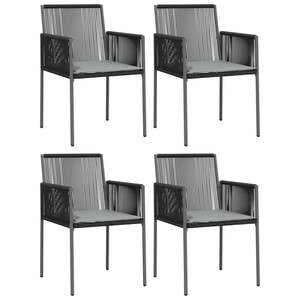 Ensemble de salle à manger de jardin en polyrotin noir 4 places, mobilier d'extérieur au design contemporain avec structure métallique - Product Image 4