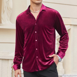 เสื้อกำมะหยี่ผู้ชายแฟชั่นล่าสุดปี 2026 ทรงปกติ สวมใส่สบาย สีพื้น สามารถสั่งทำโลโก้ของคุณเองได้ - Product Image 4