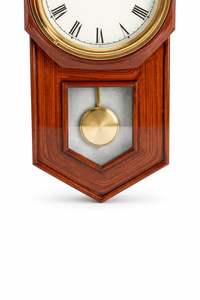 Horloge murale pendulaire ronde en bois moderne Calvin Handicrafts, style antique Smiths London, chiffres romains, marron - Product Image 4