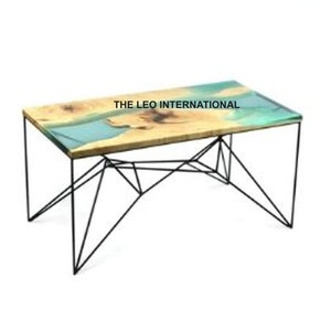 Muebles para el Hogar, Muebles de Hotel de Lujo, Mesa con Base de Metal y Tapa de Madera, Mesas de Centro de Resina de Alta Calidad - Product Image 6