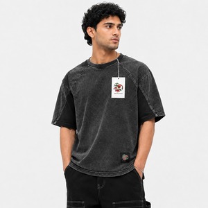 T-shirts pour hommes de haute qualité, personnalisés, en coton lourd 100 %, lavés à l'acide, écologiques, respirants et anti-plis - Product Image 1