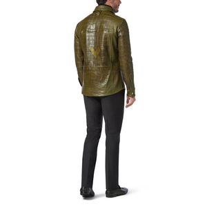 Chemise en cuir gaufré crocodile personnalisée pour homme – Faux chemisier boutonné de luxe – Fabricant de vêtements de mode OEM - Product Image 3