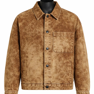 Veste en jean personnalisée avec logo brodé en polyester, imperméable, pour usage extérieur, streetwear d'hiver, veste en denim - Product Image 1