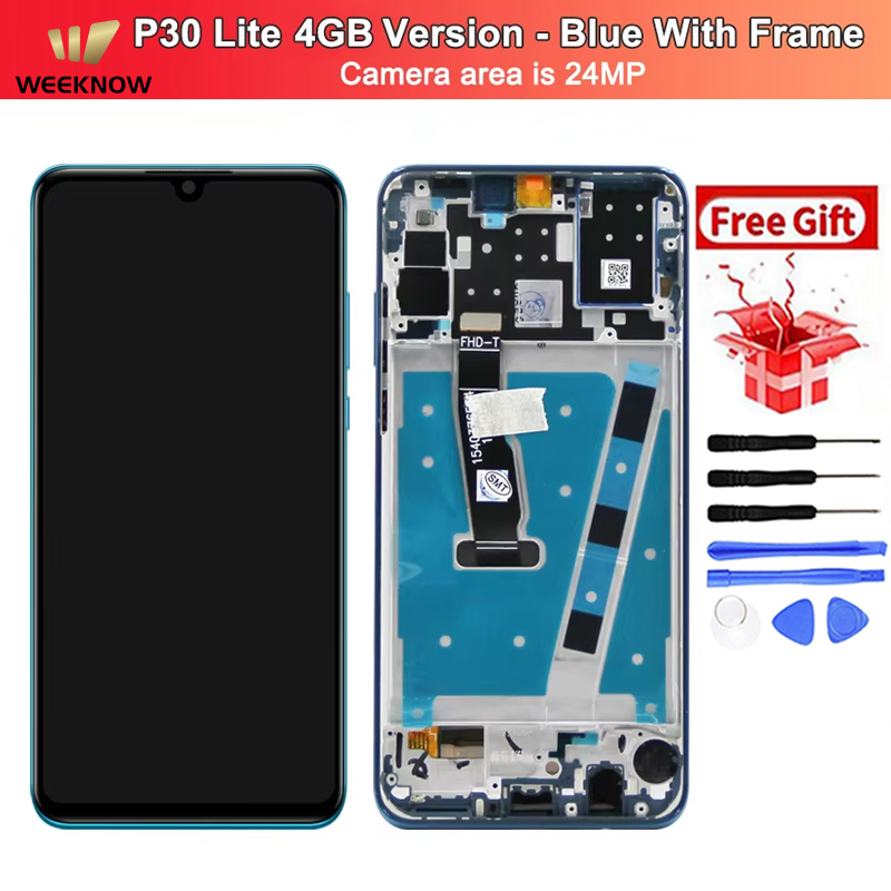 For P30 lite Nova 4e 24MP Blue Frame