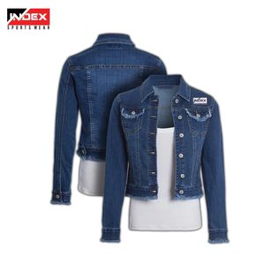 Chaqueta Vaquera Clásica para Mujer, Estilo Casual Urbano, Chaqueta de Mezclilla Azul, Calidad Premium, Corte Elegante para Venta al Por Mayor - Product Image 1