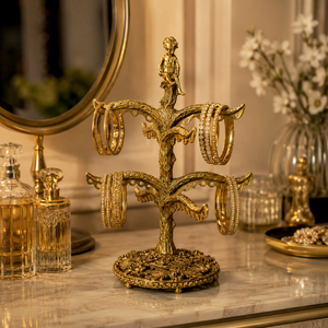 Vintage Brass Jewelry <b>Tree</b> <b>Stand</b> Earring Necklace Organizer Decorative Display Holder for Vanity Storage Home Decor and Gifts - Product Image 2