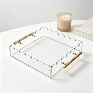 Plateau de service moderne en acrylique au design minimaliste élégant pour la présentation dans les chambres d'hôtel et sur les tables à manger - Product Image 3