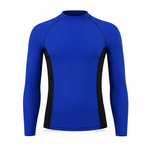 Camiseta de Compresión de Manga Larga Azul Unisex de Secado Rápido, 100% Poliéster, Traje de Baño de Manga Larga para Adultos, UPF50+, Transpirable - Product Image 1
