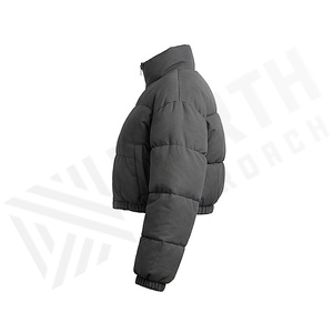 Non-Branded Quilted Jacket Women's Winter Stand Collar Full Sleeve Thick Polyester Filling Windproof Short Length Zipper Front - Product Image 3