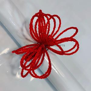 Handmade Napkin Ring in Pink and Orange Beads Glass Napkin Holder Tableware for Parties <b>Other</b> Colors Available - Product Image 6