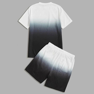 T-shirt blanc en coton à col rond pour homme avec poches jaunes et vertes, ensemble décontracté d'été à manches courtes, short en tricot respirant - Product Image 5