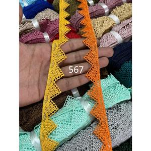 Encaje de diseño bordado a medida, colorido y de alta calidad, para vestidos. Compre en línea a precio mayorista. Encaje de algodón con soporte OEM. - Product Image 6