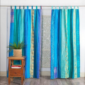 Rideaux de fenêtre en coton traditionnels, jaunes, style patchwork bohème, draperies décoratives pour l'intérieur de la maison - Product Image 6