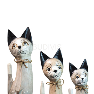 Juego de Figuras de Gatos de Madera Hechas a Mano con Textura de Madera Rústica Natural, Juego de Adornos Decorativos para el Hogar - Product Image 2