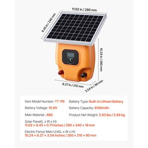 Caricatore per Recinzione Elettrica Solare da 8kV con Portata di 3 km, Kit Energizzatore da 0.6J con Caricatore Solare per il Controllo dei Predatori - Product Image 3