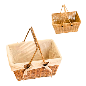 Cesta de Almacenamiento de Mimbre Ecológica con Marco Metálico Reforzado, Interior de Algodón, Ideal para Regalos, Artesanía Vietnamita - Product Image 1