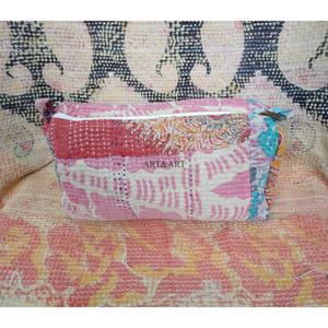 Wholesale Modern Kantha Tassel Zipper Pouch 3-Piece Large Eco-Friendly Portable High Quality Soft Handle Women's Cosmetic Bag - Product Image 2