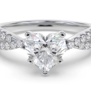 Anillo elegante y único con corazón y diamantes redondos de 0.75 ct, diamante cultivado en laboratorio en oro de 18 quilates y platino. - Product Image 1