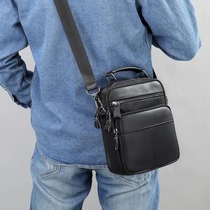 Spot Custom Black Fashion Vintage England Style Zipper Genuine Leather 14.2 Inch Computer Clutch <b>Bag</b> Polyester Multi-Compartment - Product Image 5