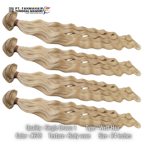 Nouvel arrivage Extensions de cheveux 100% humains Remy ondulés blonds indonésiens avec des faisceaux de cheveux alignés sur les cuticules à Double trame - Product Image 4