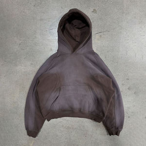 Sweat à capuche pour homme en molleton doux, délavé à l'acide et effet vintage, avec empiècements contrastants, style streetwear décontracté - Product Image 4