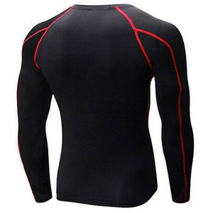 T-shirt de sport pour homme à manches longues, couleur bleu-vert et rouge, à séchage rapide, en spandex et polyester, pour adulte - Product Image 5