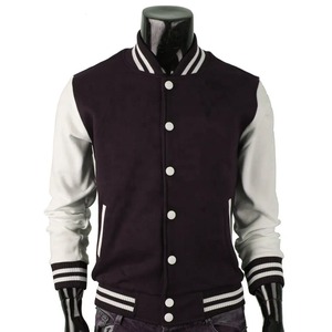 Wholesale men Fashion Casual Varsity <b>Jacket</b> Custom Letterman 100% <b>Leather</b>/Wool made Varsity <b>Jacket</b> for men - Product Image 1