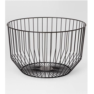Panier de rangement moderne en fil métallique noir, bol à fruits géométrique ouvert, organisateur de table écologique - Product Image 6
