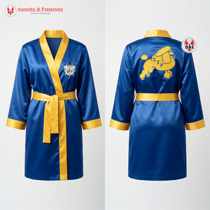 Robe de soirée vintage en satin Sigma Gamma Rho 1922 Foundations |   Kimono bleu royal et or pour sororité, écologique, léger, hiver - Product Image 1