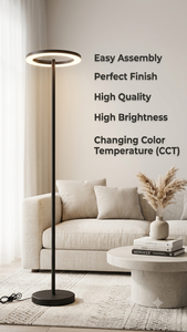 Minimalist Modern Floor <b>Lamp</b> Metal Shade LED Warm White Residential Use Round Base ETL Certified <b>Switch</b> Control Lumetal Vietnam - Product Image 3