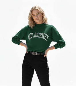 Sudaderas Personalizadas para Mujer, Cuello Alto, Hombros Caídos, Manga Larga, Algodón de Alta Calidad, Otoño Invierno, Ecológicas - Product Image 1