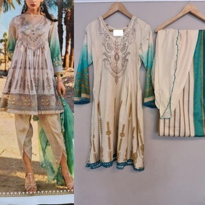 2021 vente chaude pakistanais indien brodé soie robe prêt à l'emploi Shalwar Kameez costume fantaisie lourde broderie robe indienne - Product Image 1