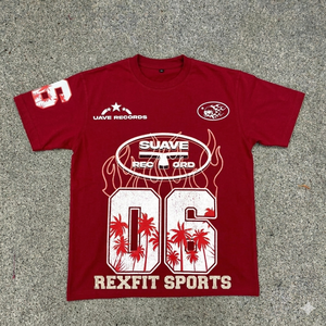 T-shirt noir délavé surdimensionné en coton à col rond pour homme REXFIT SPORTS, style streetwear décontracté - Product Image 4