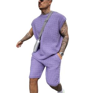 Trajes de verano para hombre, camisa deportiva holgada de manga corta para hombre, pantalones cortos con cordón, conjunto corto para hombre al mejor precio - Product Image 2