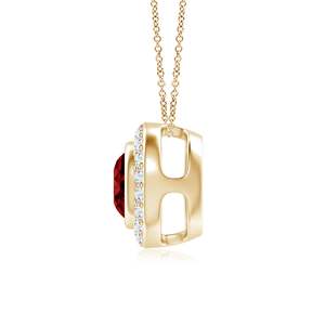 Pendentif en or 14k 18k avec rubis rouge taille ronde serti clos de 0,24 ct et halo de diamants de 0,09 ct, bijou artisanal de haute qualité - Product Image 3