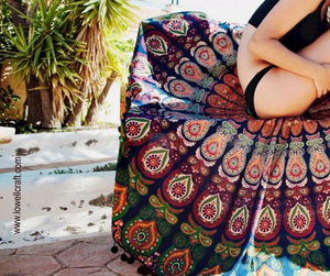 Tapiz Decorativo de Pared con Estampado Geométrico, Colcha de Algodón, Mandala Indio, Tapiz Redondo de Playa, Decoración del Hogar, Lavable y Personalizable - Product Image 4