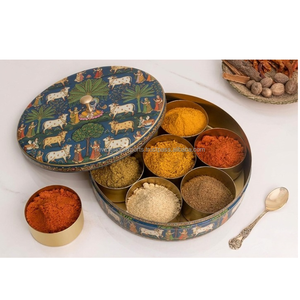 Boîte à épices en laiton style vintage « Sacré Bœuf » – Récipient décoratif pour masala moulé à la main pour cuisines gourmandes - Product Image 4