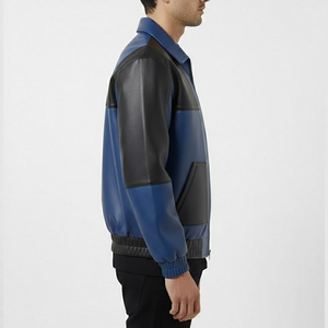 เสื้อแจ็คเก็ตหนังผ้าใบสำหรับผู้ชายสำหรับฤดูหนาว พร้อมปกคอแบบซิป แต่งขอบด้วยหนังแกะ ระบายอากาศได้ดี มีไซส์พลัสสำหรับผู้ชาย - Product Image 5