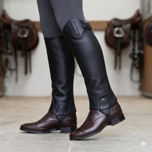 Custom Genuine Leather <b>Half</b> <b>Chaps</b> Wholesale Equestrian Horse Riding Gaiters Durable Cowhide Riding <b>Chaps</b> LHC-0002 - Product Image 3