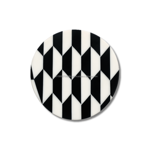 Posavasos Redondo de Resina Epoxi AG, Diseño Contemporáneo Antideslizante y Duradero, Geométrico en Blanco y Negro, Ecológico, Decoración para Mesa del Hogar (4 Pulgadas) - Product Image 1