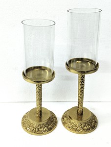 Candle <b>Lights</b> and Designer Jars <b>Leaf</b> Design Home Decor Votive Metal Gold Color Finished Table Decor Hurricane Candlestick Holder - Product Image 6