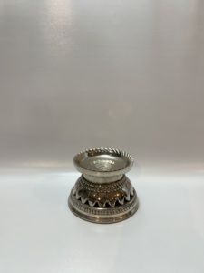 Vintage <b>Carved</b> Silver Aluminium <b>Candle</b> Holder Metal Low Pillar <b>Candle</b> Stand Ornate Crown Design Table Centerpiece Home Decor - Product Image 1