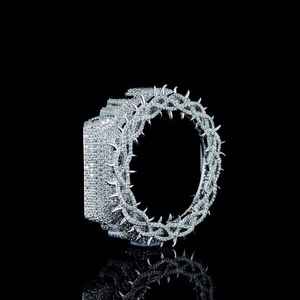 Collar con Corona de Diamantes Helados y Diseño de Púas para Hombre y Mujer, Joyería de Lujo Hip Hop, Gemas y Piedras, Plata de Ley 925 - Product Image 3