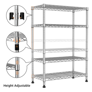 MZG Contemporary High Quality Clean Line Metal Storage Shelving 4 Layer Silver Chrome Plated Pantry <b>Wire</b> Shelving System - Product Image 4