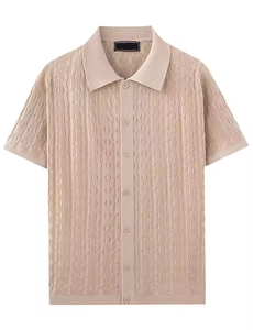 Chemise formelle pour homme en tricot personnalisé de haute qualité, coton/fibre de bambou, jacquard uni, manches régulières, écologique, respirante, été - Product Image 2