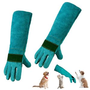 Gants de manipulation des animaux résistants aux morsures, en cuir robuste, longueur coude, pour la sécurité des chiens, des chats, des reptiles, des serpents, la pêche en extérieur - Product Image 2