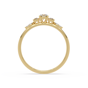 Minimalist 14K gold Engagement <b>Ring</b> Graduated Marquise Round Cut Lab Grown Diamond Wedding Band custom Fine jewelry for women's - Product Image 4